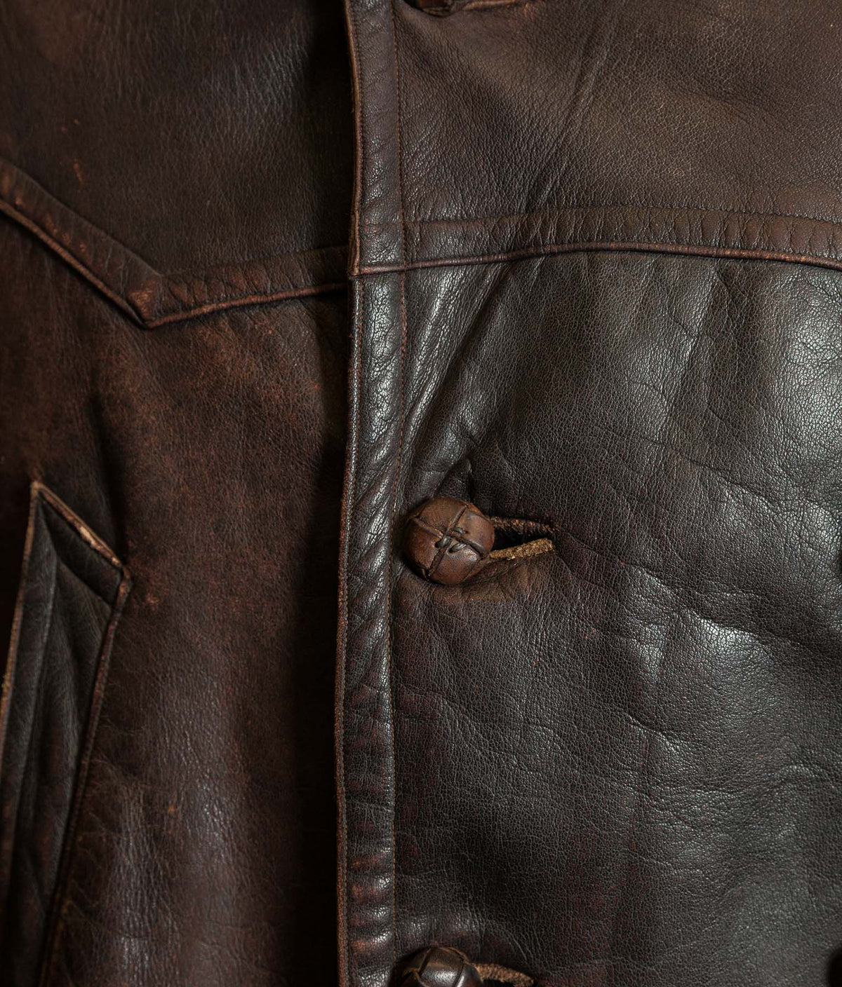 Original 1930s German Leather Motoring Coat, Double-Breasted Goatskin