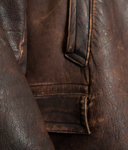 Original 1930s German Leather Motoring Coat, Double-Breasted Goatskin