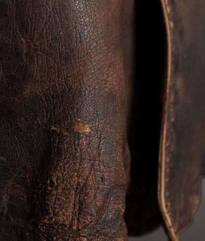 Original 1930s German Leather Motoring Coat, Double-Breasted Goatskin