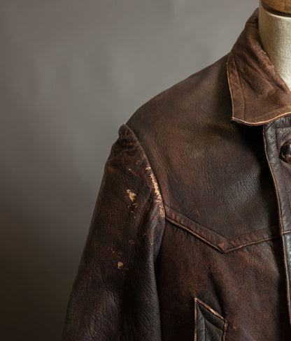 Original 1930s German Leather Motoring Coat, Double-Breasted Goatskin