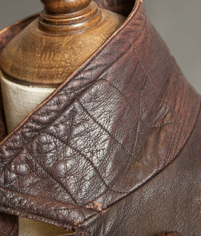Original 1930s German Leather Motoring Coat, Double-Breasted Goatskin