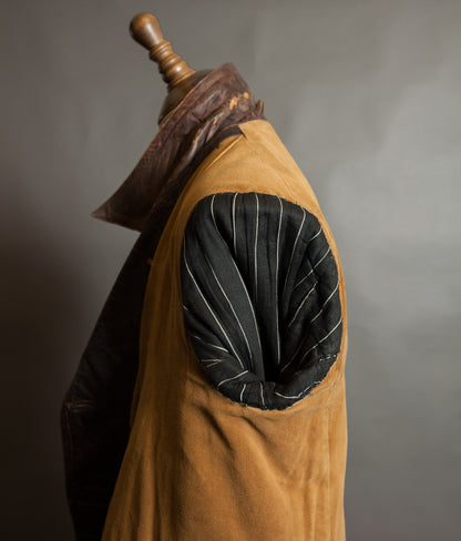 Original 1930s German Leather Motoring Coat, Double-Breasted Goatskin