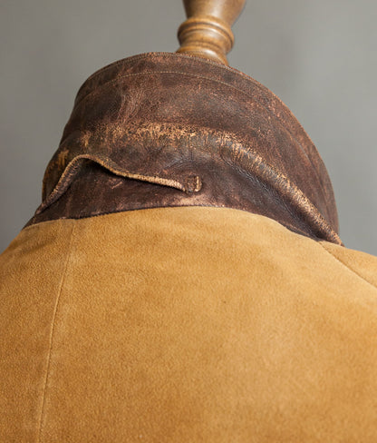Original 1930s German Leather Motoring Coat, Double-Breasted Goatskin