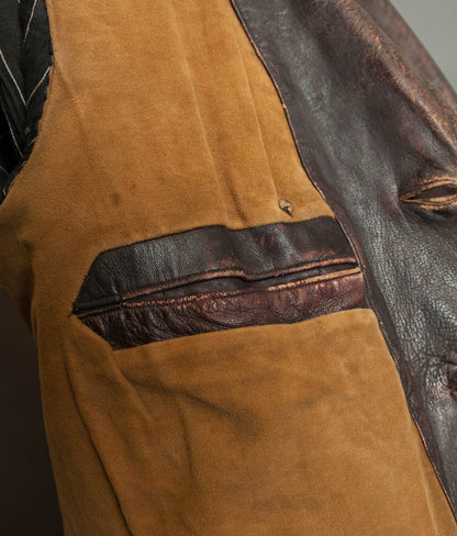 Original 1930s German Leather Motoring Coat, Double-Breasted Goatskin
