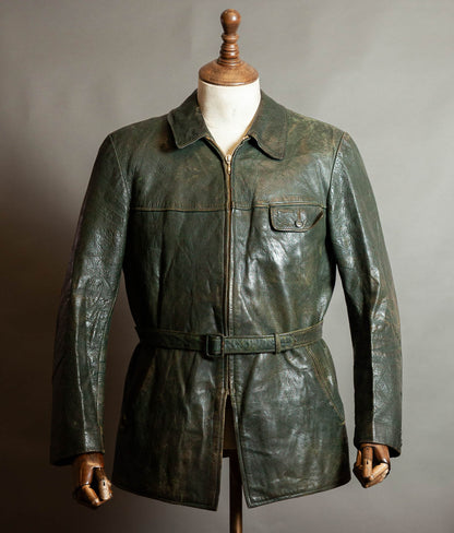 Vintage 1940s German Striwa Goatskin Leather Jacket, Belted Motoring Cut