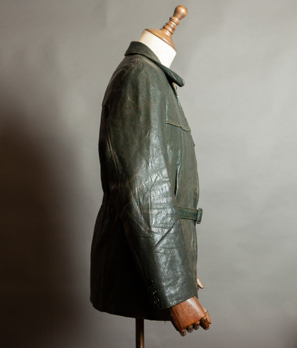 Vintage 1940s German Striwa Goatskin Leather Jacket, Belted Motoring Cut