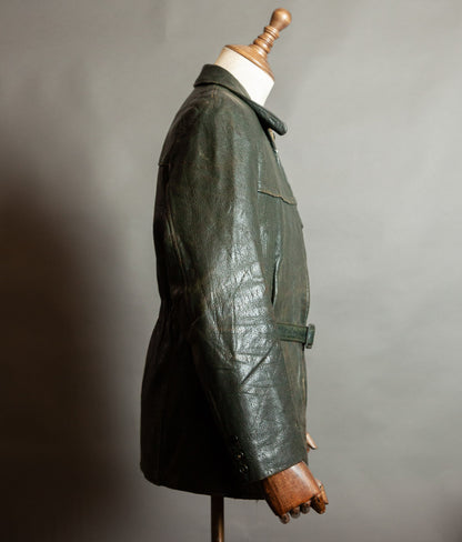 Vintage 1940s German Striwa Goatskin Leather Jacket, Belted Motoring Cut