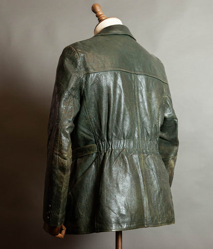 Vintage 1940s German Striwa Goatskin Leather Jacket, Belted Motoring Cut
