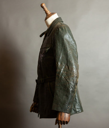 Vintage 1940s German Striwa Goatskin Leather Jacket, Belted Motoring Cut