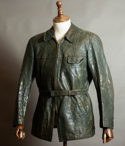 Vintage 1940s German Striwa Goatskin Leather Jacket, Belted Motoring Cut