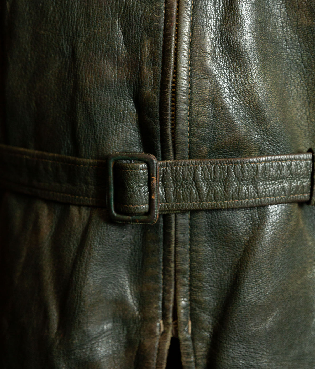 Vintage 1940s German Striwa Goatskin Leather Jacket, Belted Motoring Cut