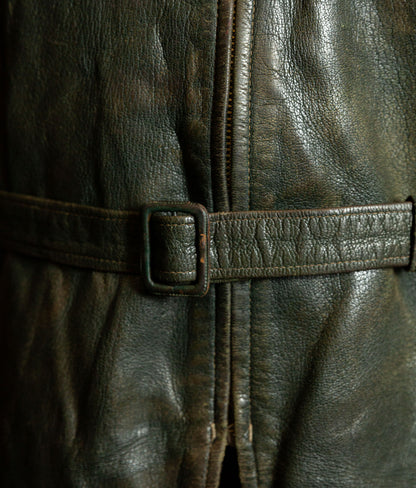 Vintage 1940s German Striwa Goatskin Leather Jacket, Belted Motoring Cut
