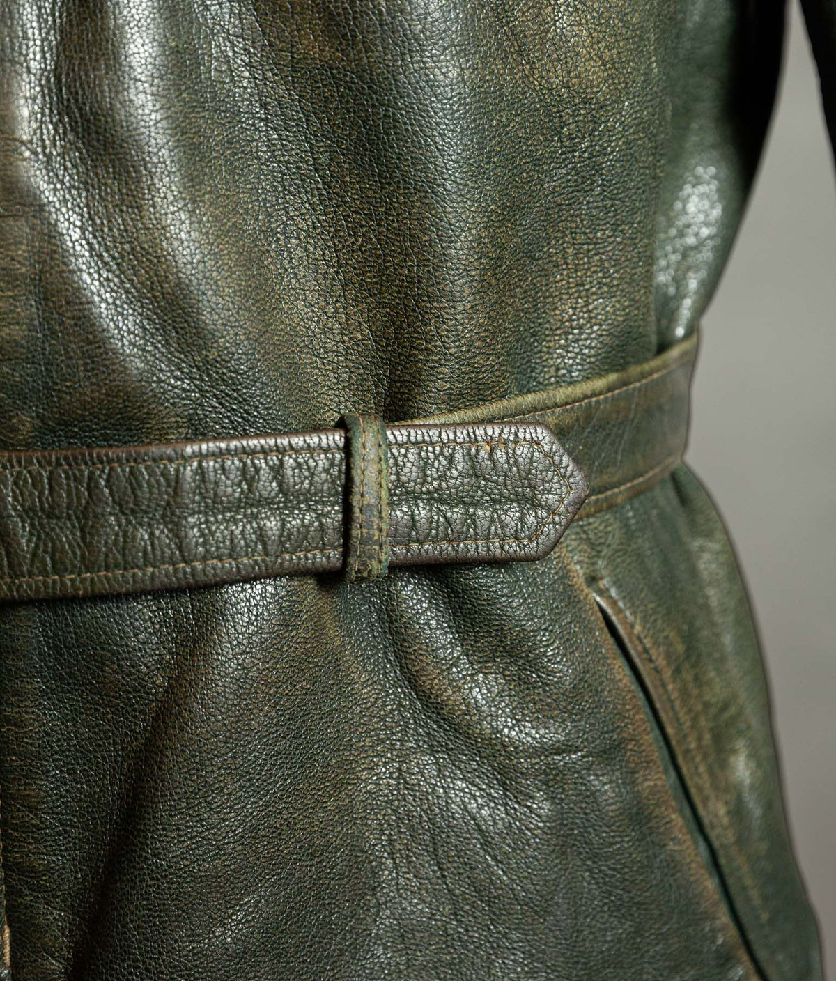 Vintage 1940s German Striwa Goatskin Leather Jacket, Belted Motoring Cut