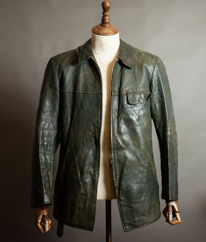 Vintage 1940s German Striwa Goatskin Leather Jacket, Belted Motoring Cut