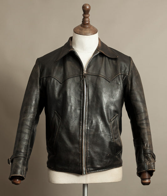 Vintage 1950s French Leather Motorcycle Jacket