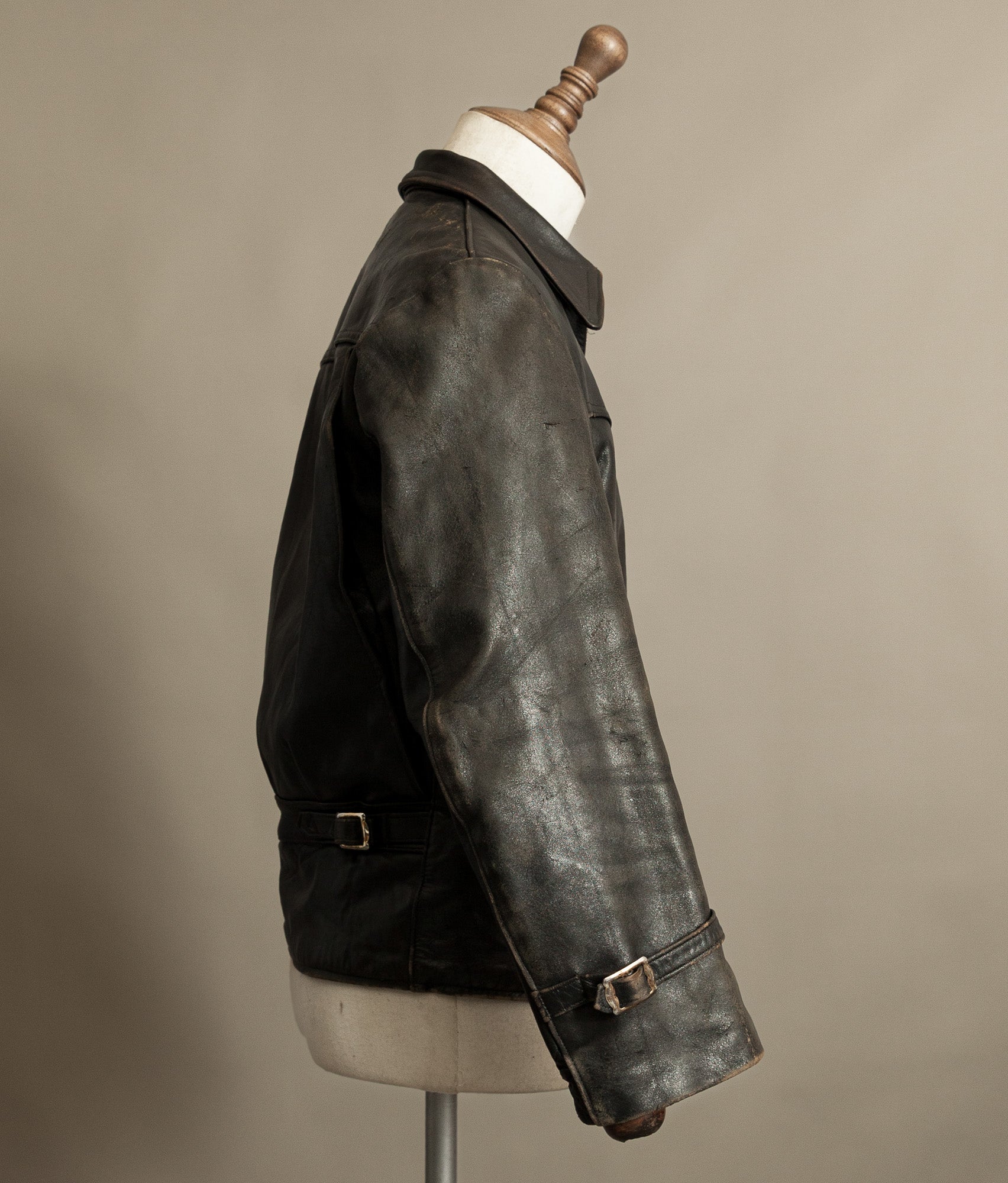 Vintage 1950s French Leather Motorcycle Jacket