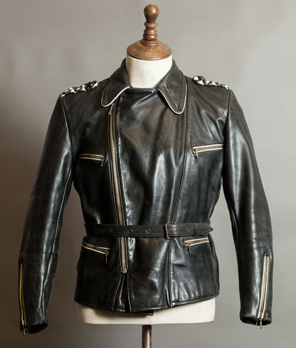 Vintage 1950s German Motorrad Leather Motorcycle Jacket RIES Zip