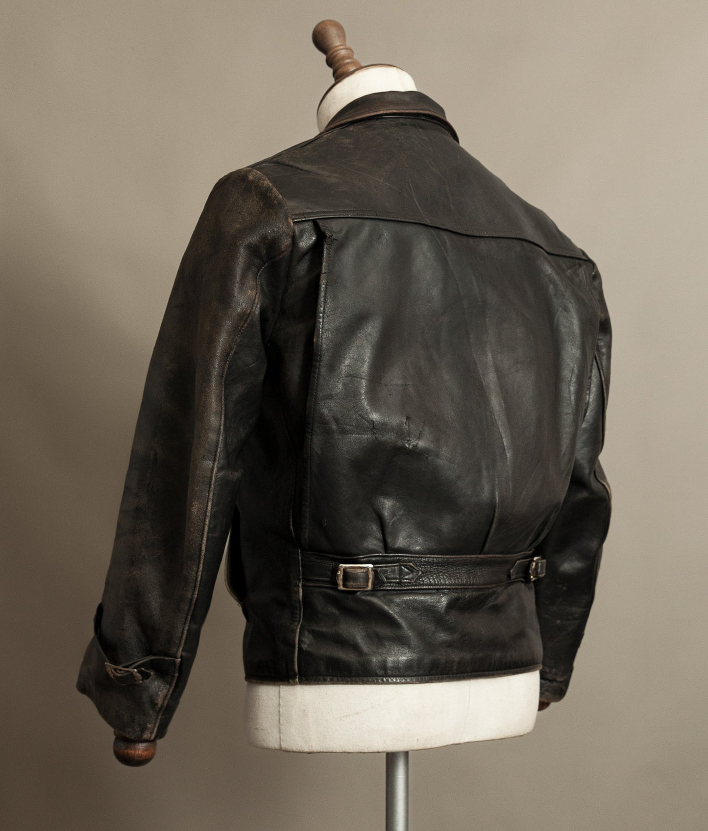 Vintage 1950s French Leather Motorcycle Jacket