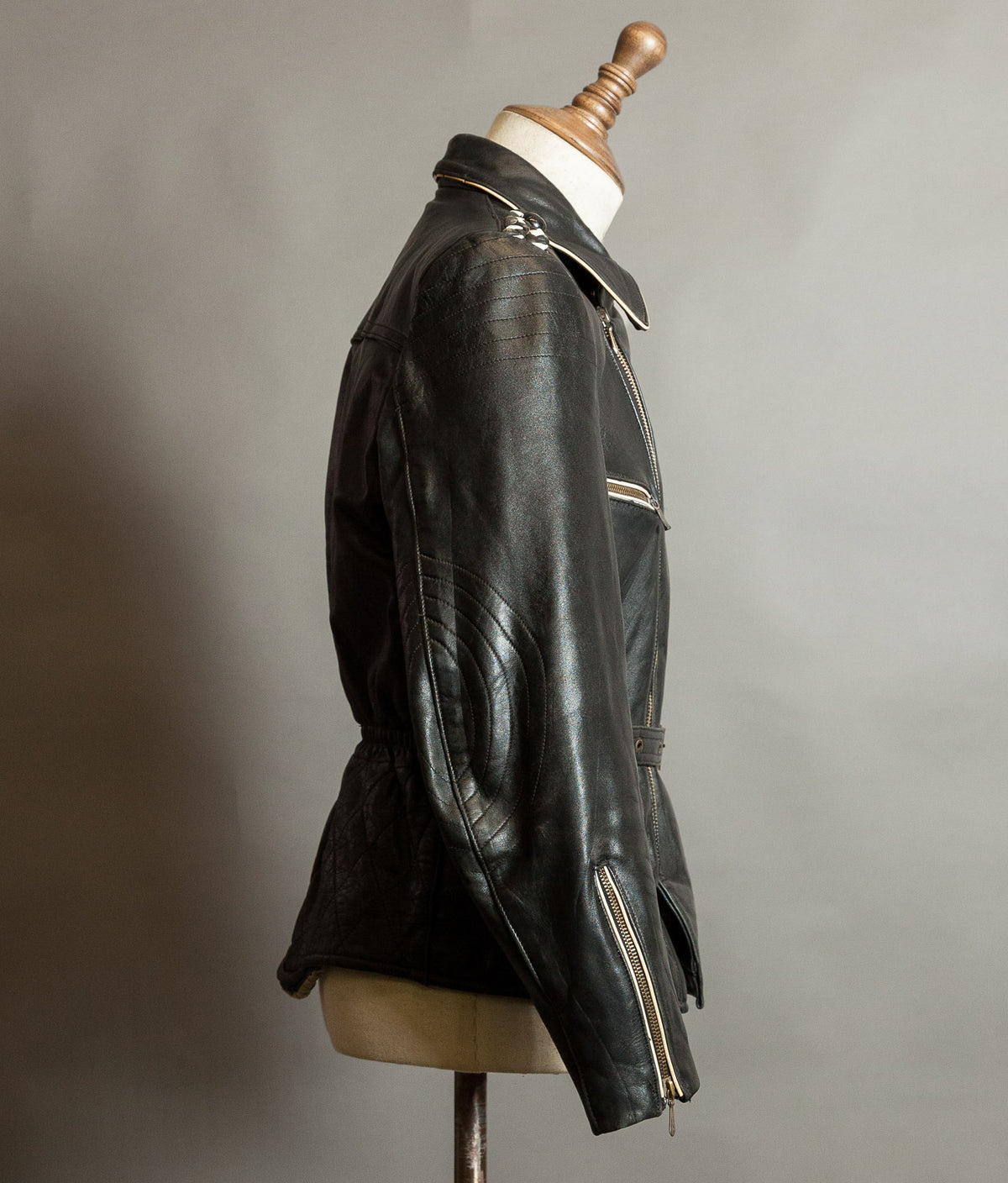 Vintage 1950s German Motorrad Leather Motorcycle Jacket RIES Zip