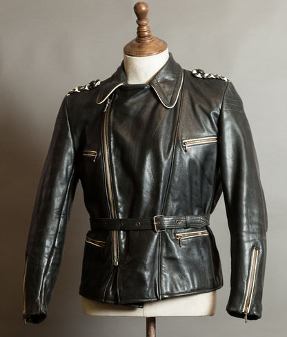 Vintage 1950s German Motorrad Leather Motorcycle Jacket RIES Zip