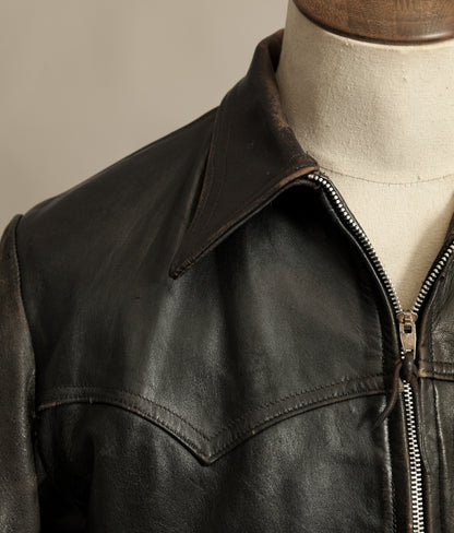 Vintage 1950s French Leather Motorcycle Jacket