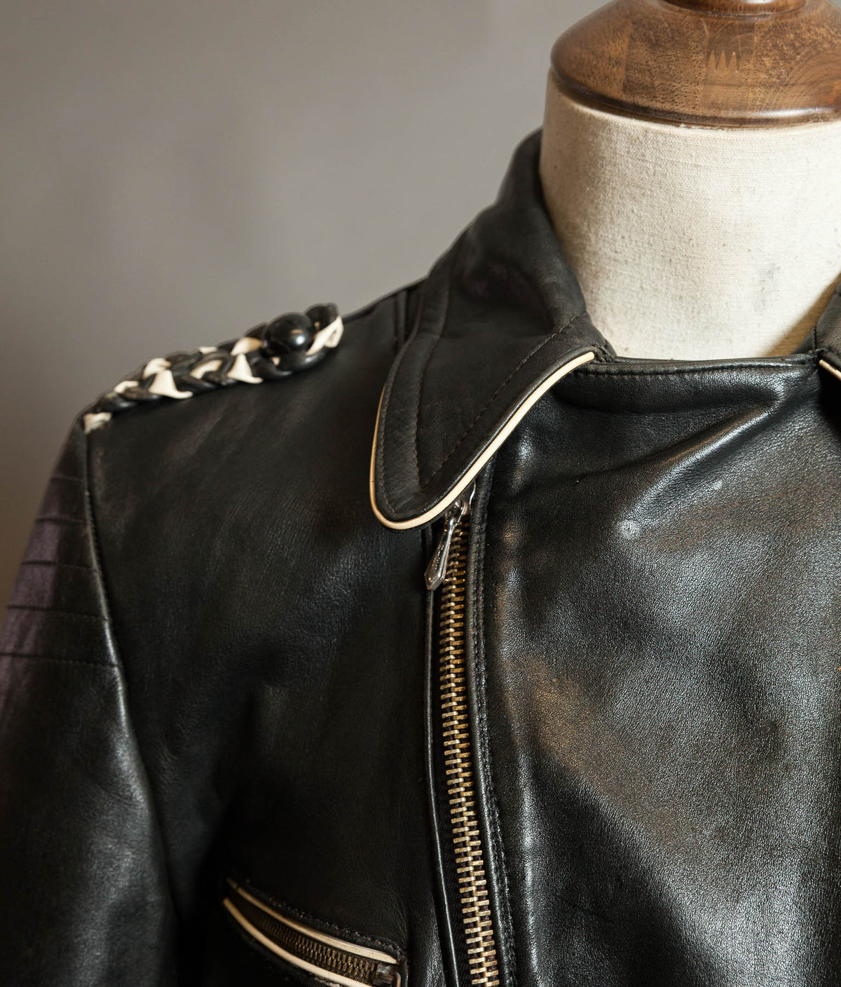 Vintage 1950s German Motorrad Leather Motorcycle Jacket RIES Zip
