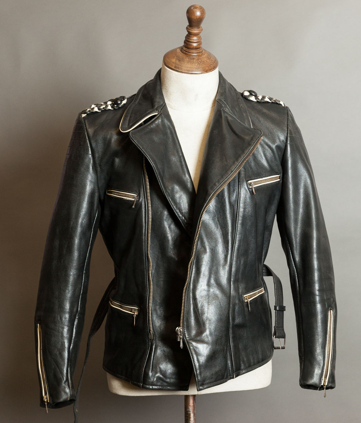 Vintage 1950s German Motorrad Leather Motorcycle Jacket RIES Zip