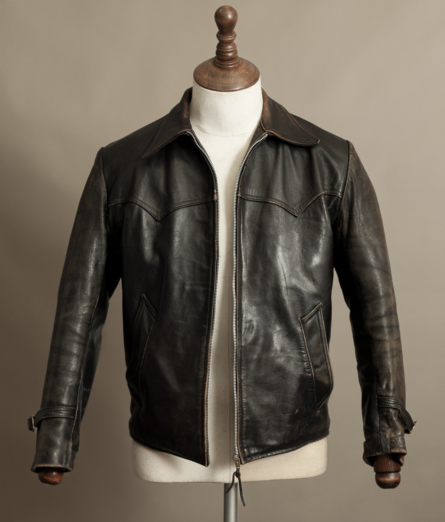 Vintage 1950s French Leather Motorcycle Jacket