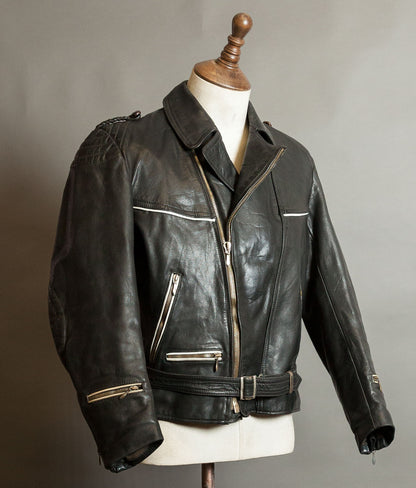Vintage 1950s German Motorrad Leather Motorcycle Jacket RUHR Zip