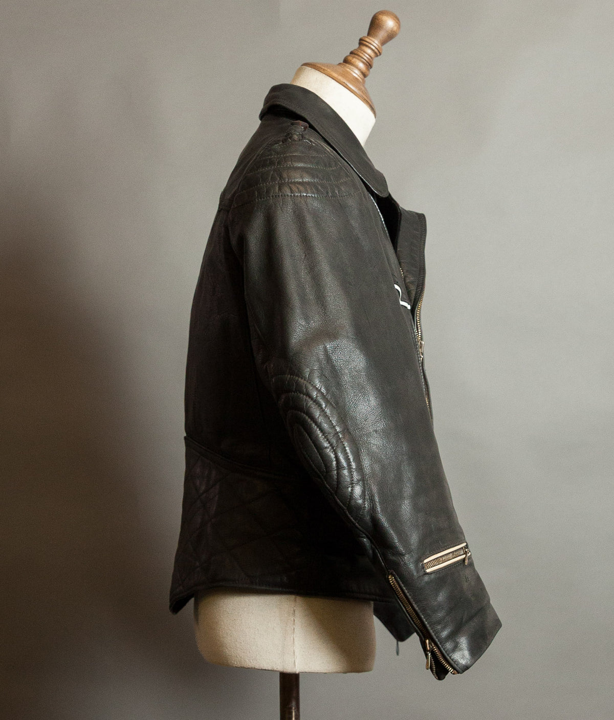Vintage 1950s German Motorrad Leather Motorcycle Jacket RUHR Zip