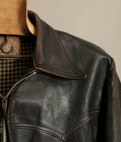 Vintage 1950s French Leather Motorcycle Jacket