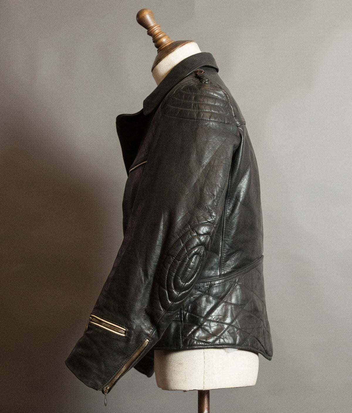Vintage 1950s German Motorrad Leather Motorcycle Jacket RUHR Zip