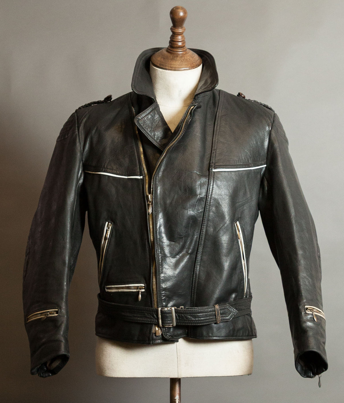Vintage 1950s German Motorrad Leather Motorcycle Jacket RUHR Zip
