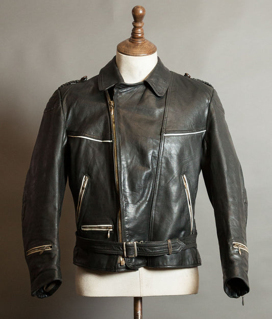 Vintage 1950s German Motorrad Leather Motorcycle Jacket RUHR Zip