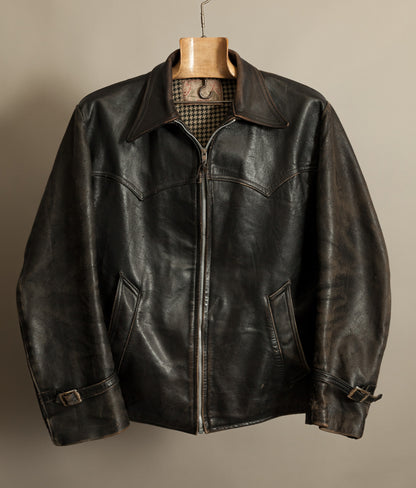 Vintage 1950s French Leather Motorcycle Jacket