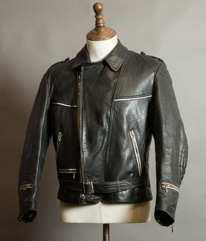 Vintage 1950s German Motorrad Leather Motorcycle Jacket RUHR Zip