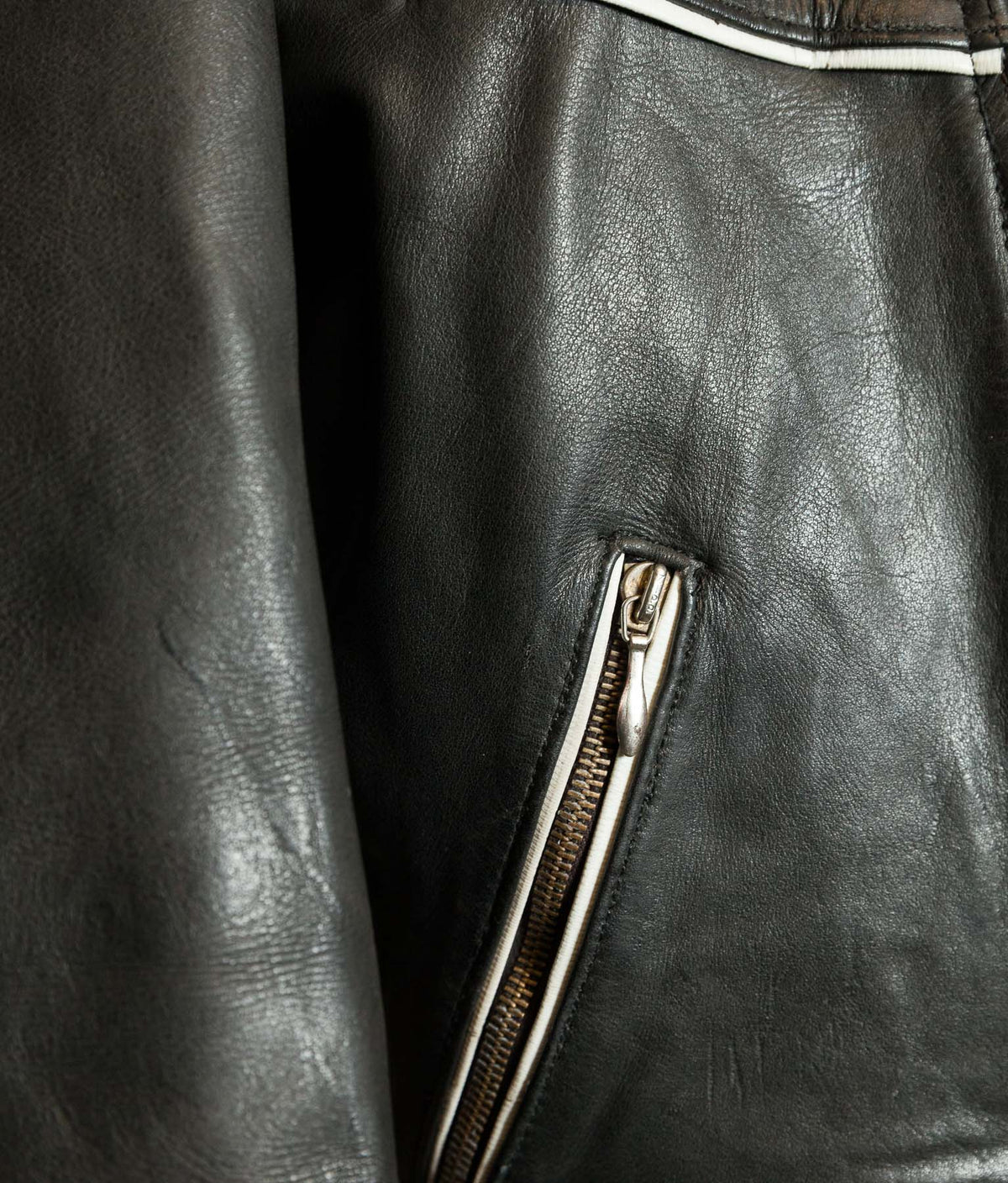 Vintage 1950s German Motorrad Leather Motorcycle Jacket RUHR Zip