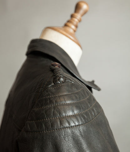 Vintage 1950s German Motorrad Leather Motorcycle Jacket RUHR Zip