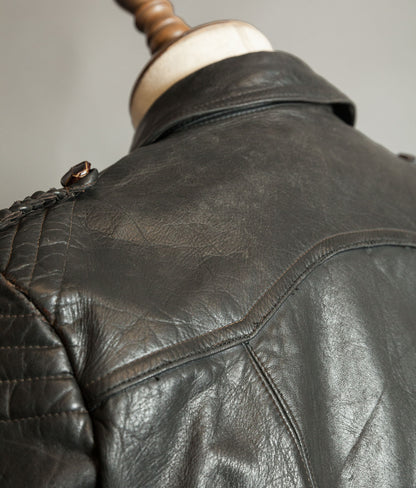 Vintage 1950s German Motorrad Leather Motorcycle Jacket RUHR Zip