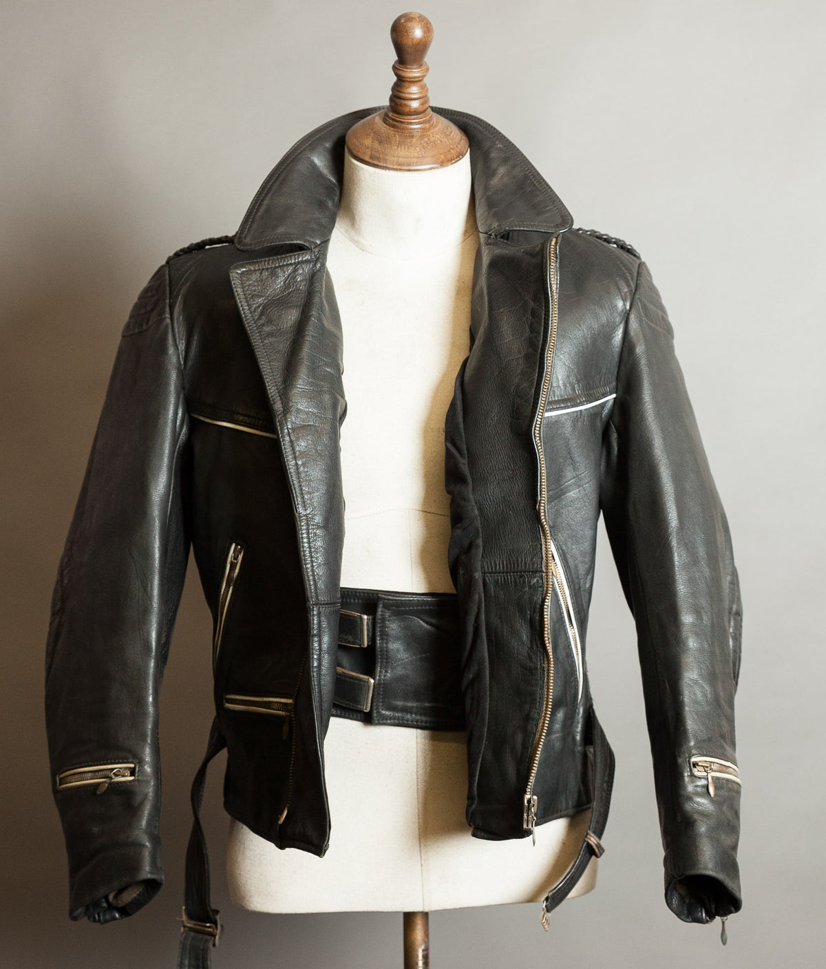 Vintage 1950s German Motorrad Leather Motorcycle Jacket RUHR Zip