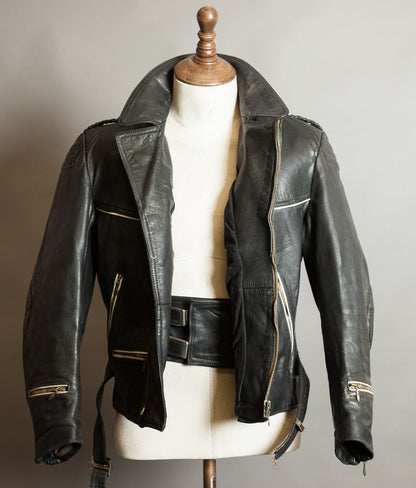 Vintage 1950s German Motorrad Leather Motorcycle Jacket RUHR Zip