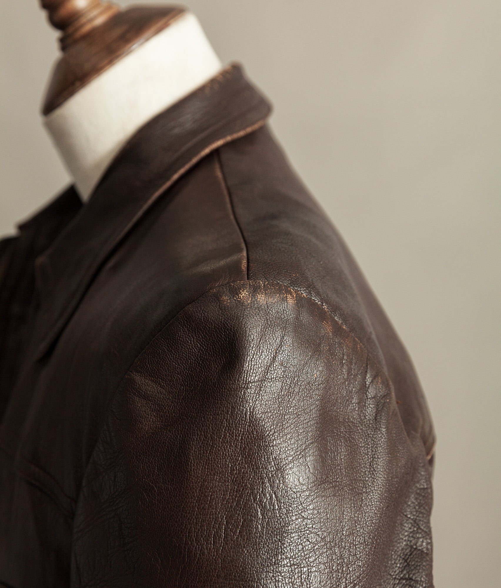 Vintage 1940s German Leather Belted Motorcycle Jacket