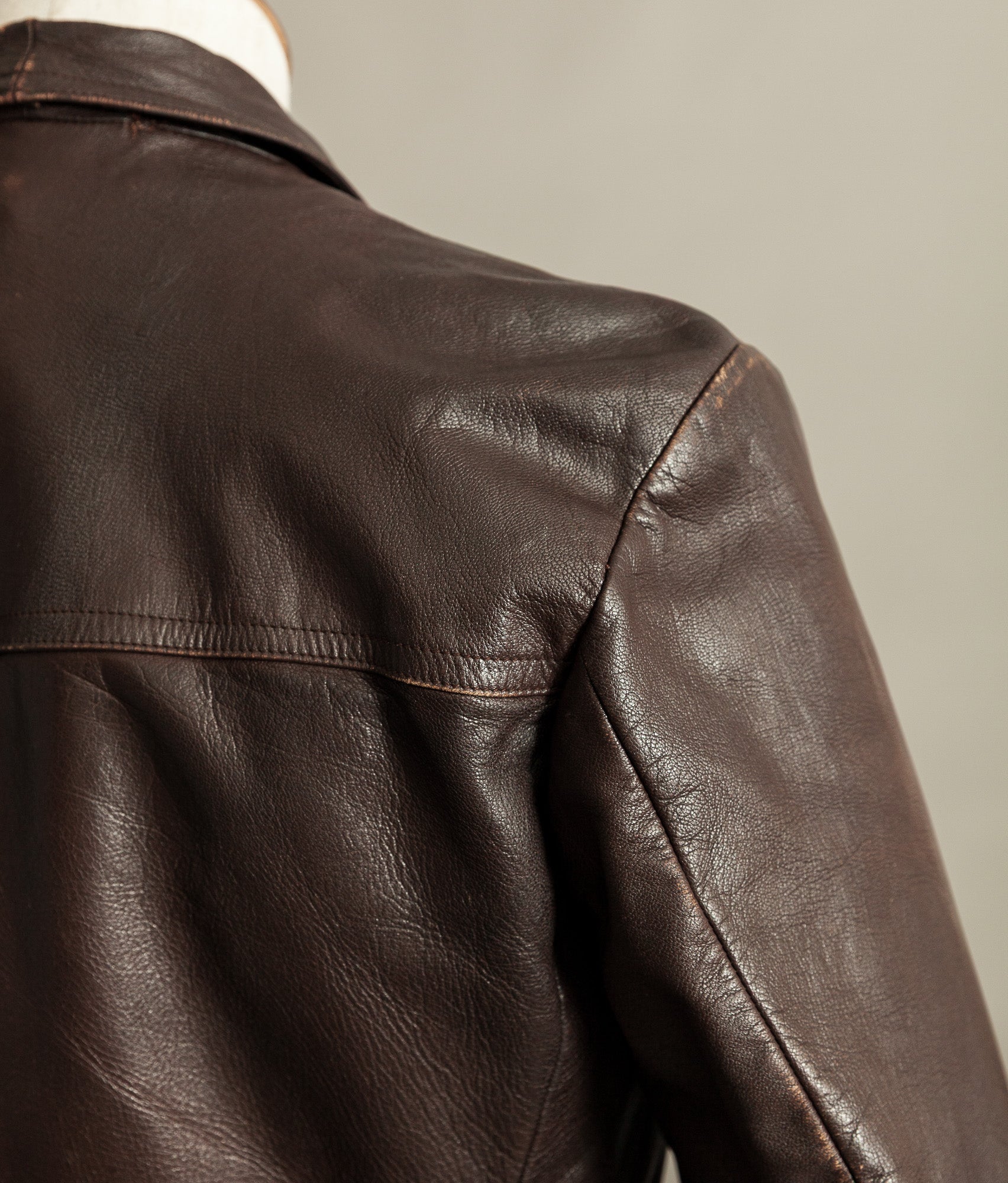 Vintage 1940s German Leather Belted Motorcycle Jacket