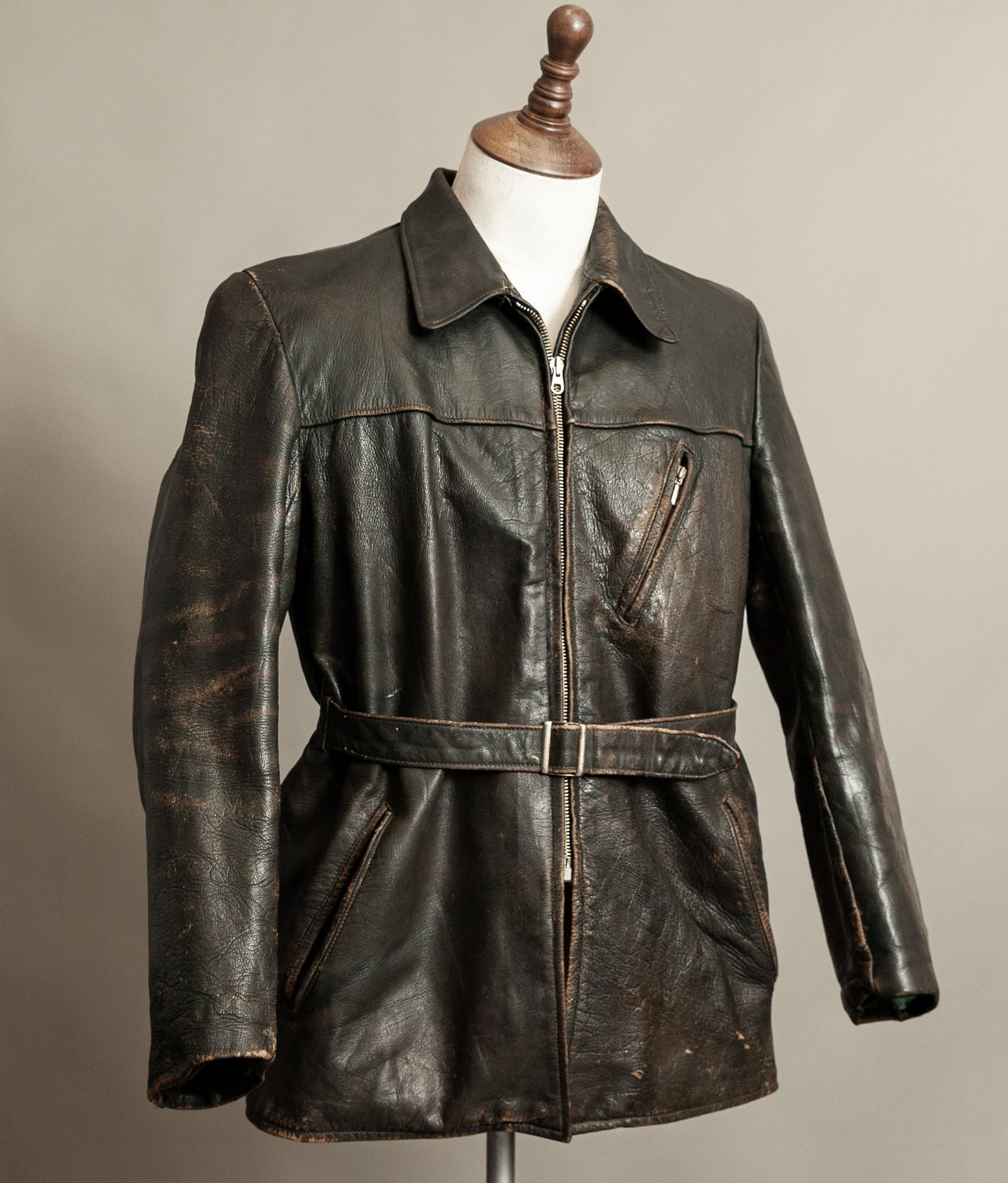 Vintage WWII 1940s German Leather Motorcycle Jacket
