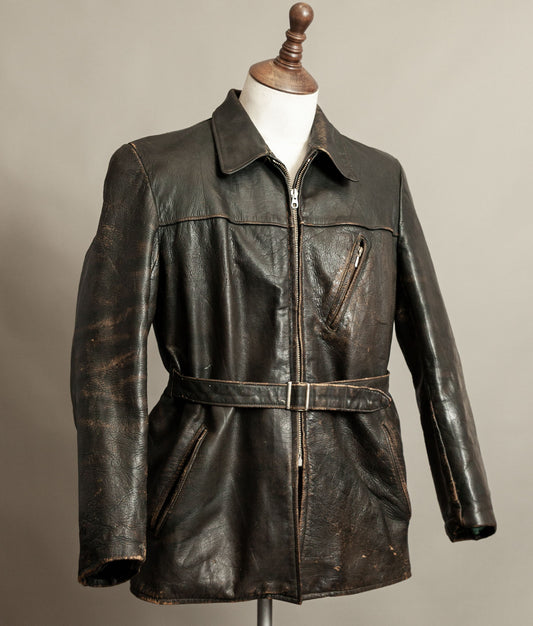 Vintage WWII 1940s German Leather Motorcycle Jacket