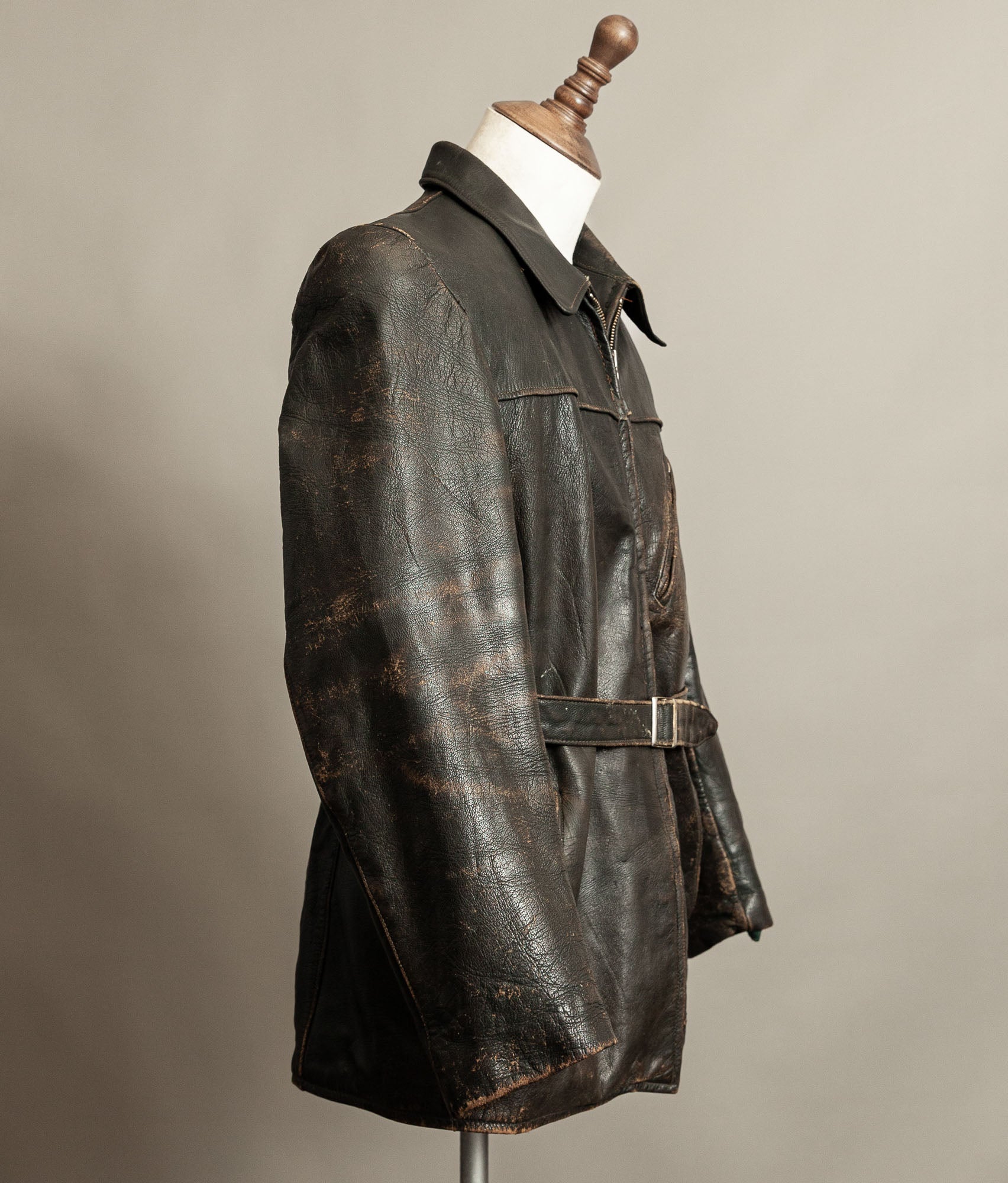 Vintage WWII 1940s German Leather Motorcycle Jacket
