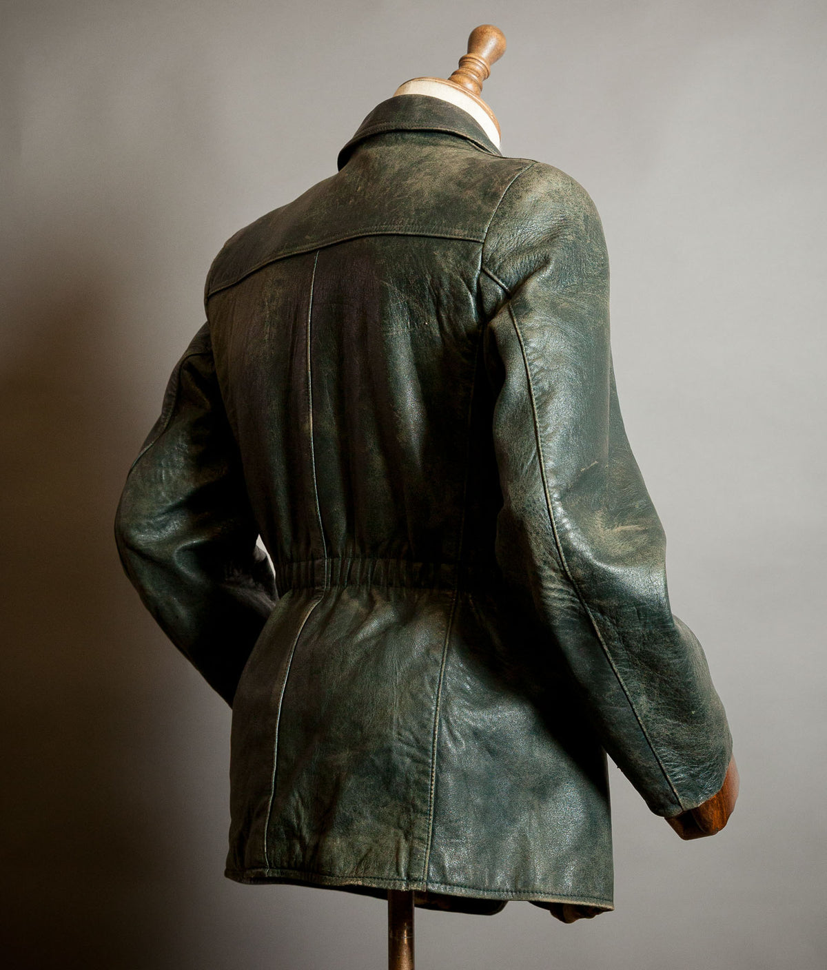 Vintage 1940s German Goatskin Leather Belted Motoring Coat