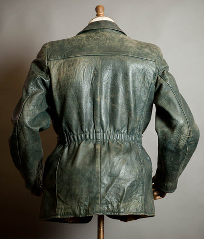 Vintage 1940s German Goatskin Leather Belted Motoring Coat