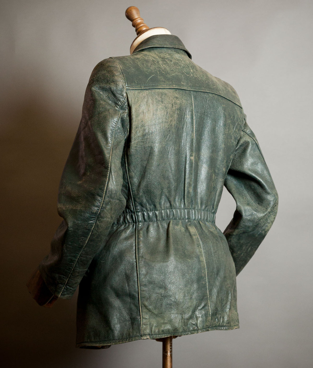 Vintage 1940s German Goatskin Leather Belted Motoring Coat