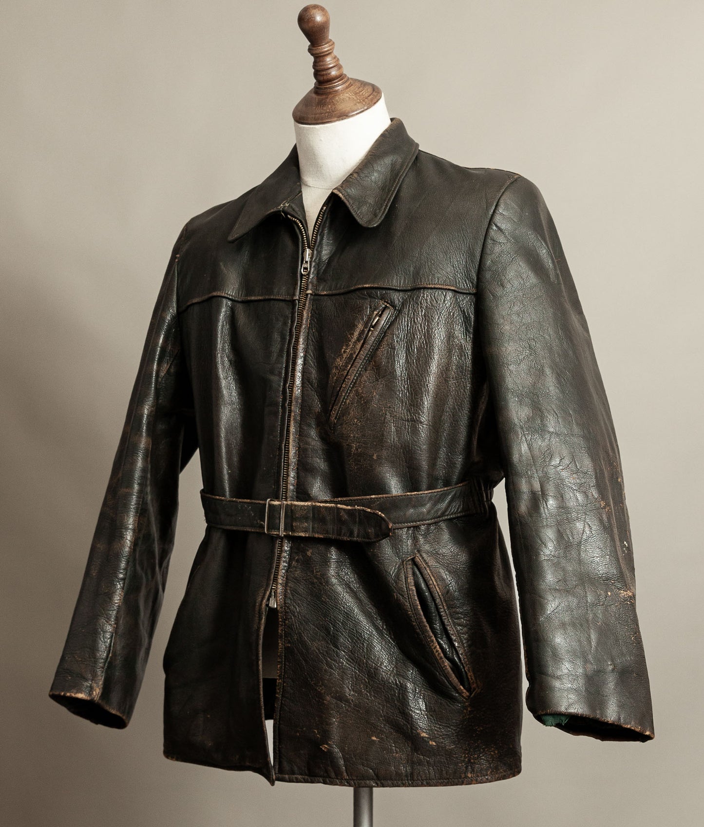 Vintage WWII 1940s German Leather Motorcycle Jacket